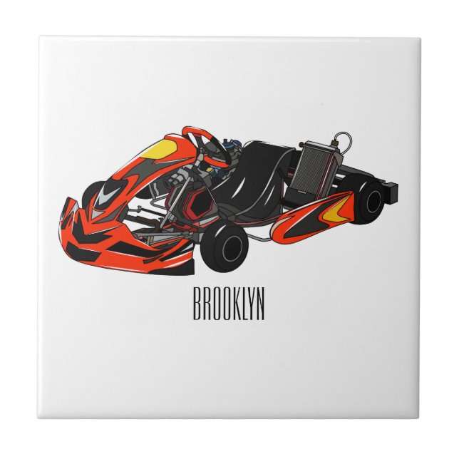 Kart racing cartoon illustration tile (Front)
