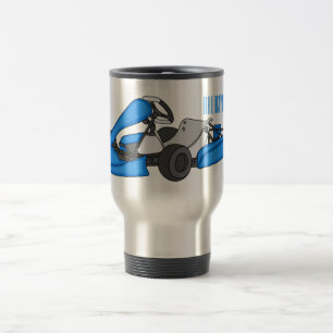 Kart racing cartoon illustration travel mug
