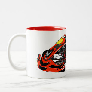 Kart racing cartoon illustration Two-Tone coffee mug