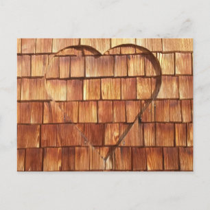 Karte Holz Herz Postcard