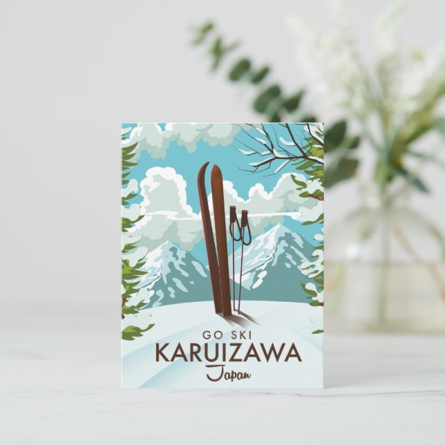 Karuizawa Japan Skiing travel poster Postcard (Standing Front)