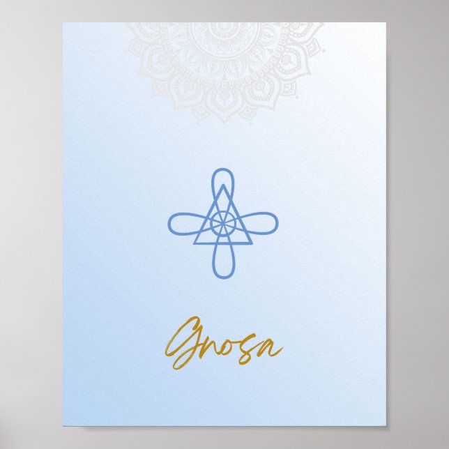 Karuna Reiki Gnosa Mandala Sky Blue Poster (Front)