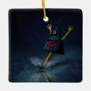 Kasa Obake Japanese Umbrella Ghost Rainy Day Ceramic Ornament