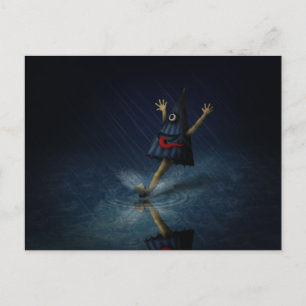 Kasa Obake Japanese Umbrella Ghost Rainy Day Postcard