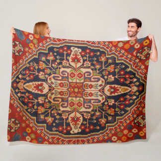 Kashan Poshti Central Persian Rug Print Fleece Blanket