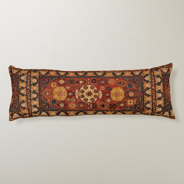 Kashi  carpet design in oranges body pillow (Back)