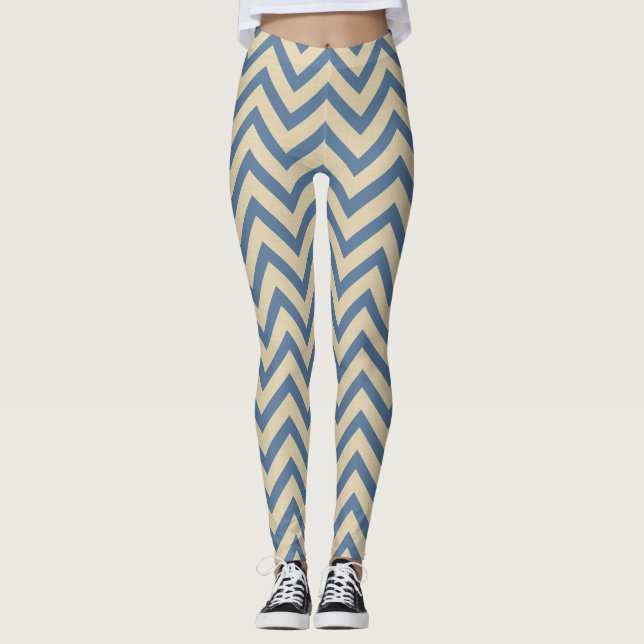 Kashmir Blue Spice Moods Chevrons Leggings (Front)