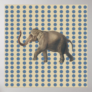 Kashmir Blue Spice Moods Dots with Elephant Poster