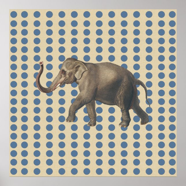 Kashmir Blue Spice Moods Dots with Elephant Poster (Front)