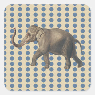 Kashmir Blue Spice Moods Dots with Elephant Square Sticker