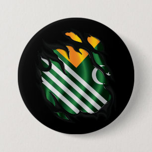 Kashmir Ripped Flag 3 Inch Round Button