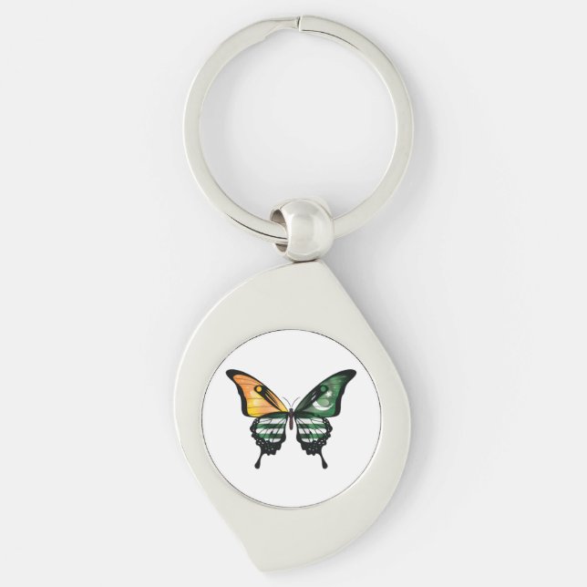 Kashmir Swallowtail Butterfly Flag Sticker Keychain (Front)