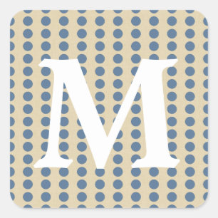 Kashmire Blue Spice Moods Dots w/ Monogram Initial Square Sticker