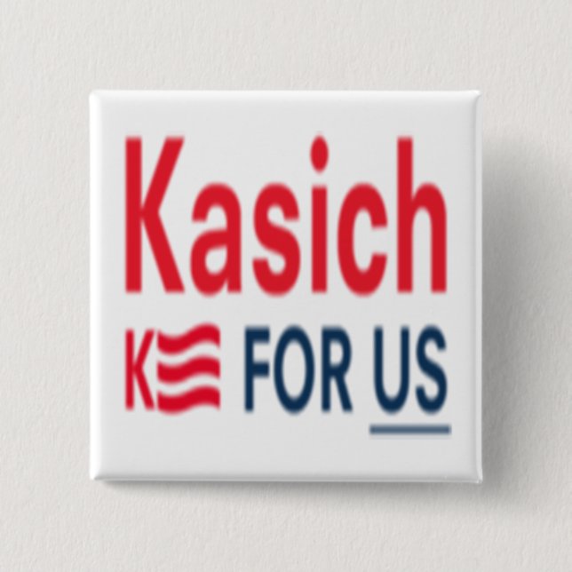 Kasich for Us Logo 2 Inch Square Button (Front)