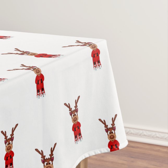 Kasky Cute Christmas Reindeer With Hot Chocolate Tablecloth (In Situ)