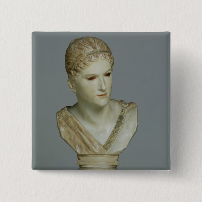 Kassandra, c.1895 2 inch square button (Front)