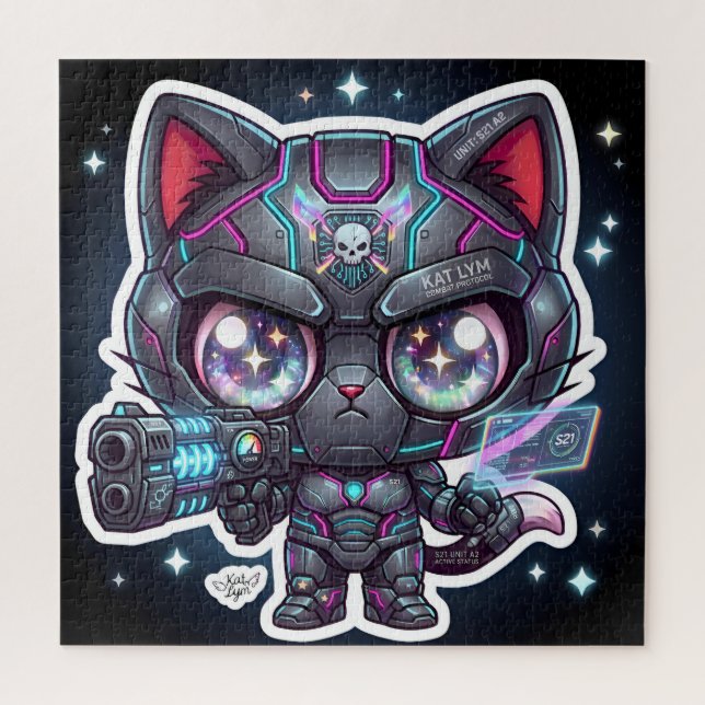 Kat Lym Combat Protocol Mecha Cat Jigsaw Puzzle (Vertical)