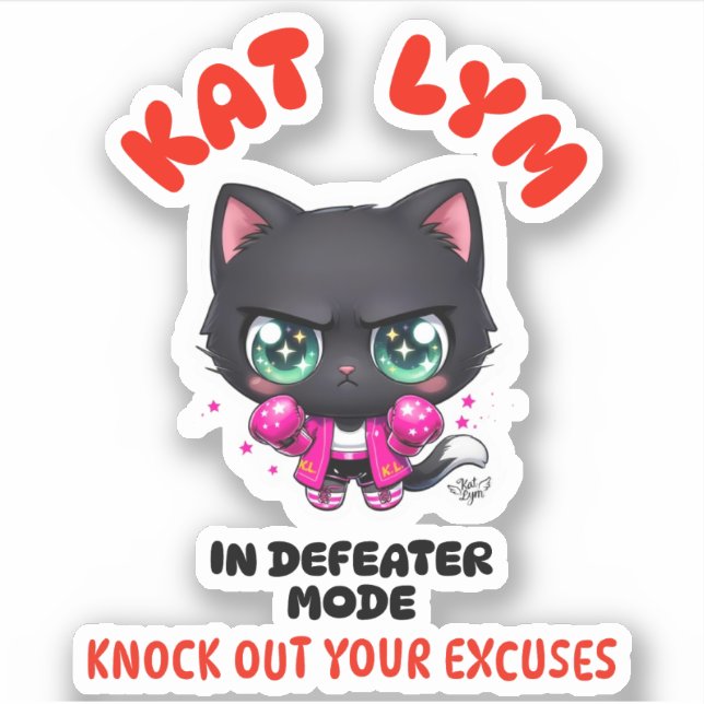 Kat Lym In Defeater Mode Gym Sticker (Front)