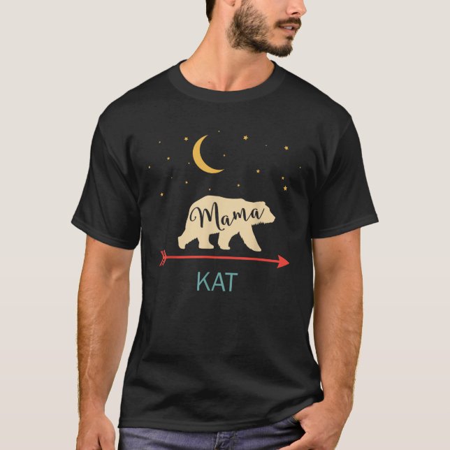 Kat Name Gift Personalized Retro Mama Bear T-Shirt (Front)