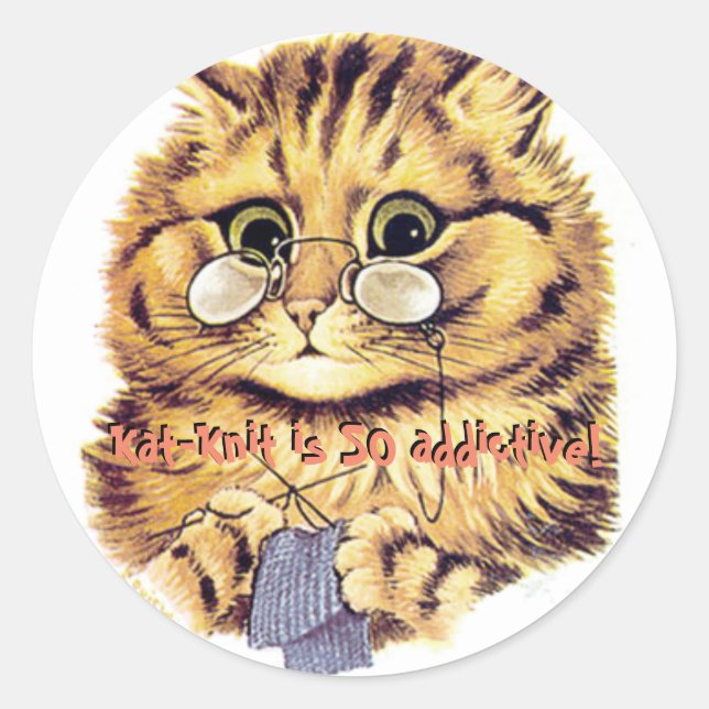 "Kat-Nip is SO addictive!" Classic Round Sticker (Front)