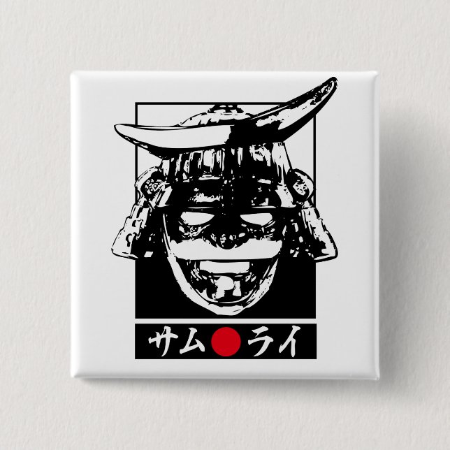[Katakana] Samurai 2 Inch Square Button (Front)