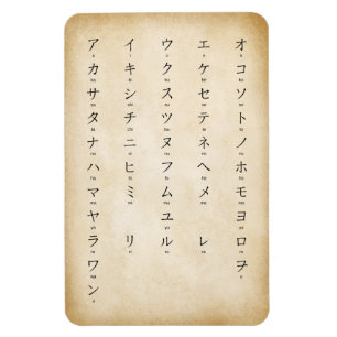 Katakana With Romaji Japanese Characters Antiqued Magnet
