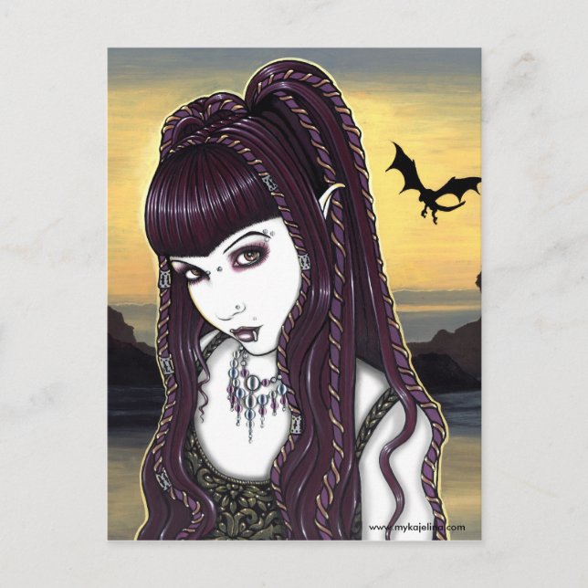 Katana Gothique Dragon Goddess Carte postale (Devant)