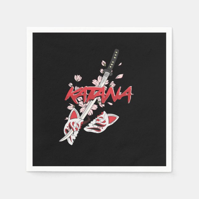 Katana Sword Japan Ninja Japanese Art Samurai Gift Napkin (Front)