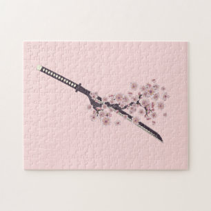 Katana with sakura branch jigsaw puzzle