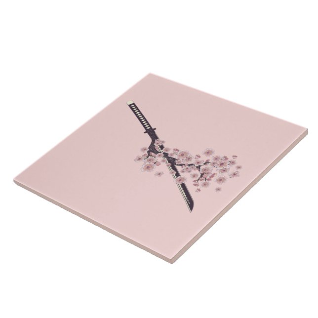 Katana with sakura branch tile (Side)
