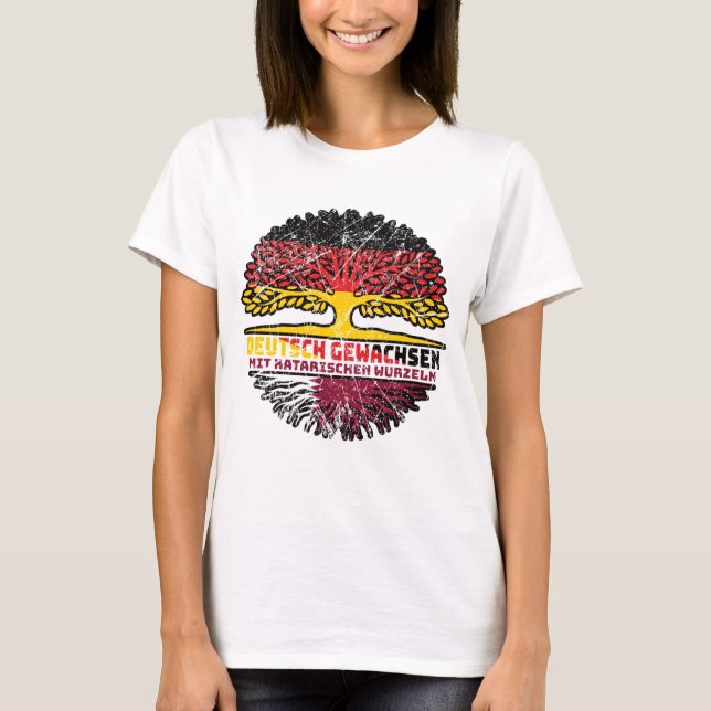 Katar Katarisch Deutsch Deutschland Baum Wurzel T-Shirt (Front)