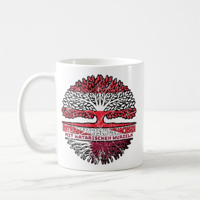 Katar Katarisch Österreichisch Österreich Baum Coffee Mug (Left)