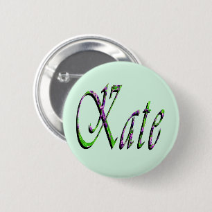 "Kate" Floral Lavender Kate Name, 2 Inch Round Button