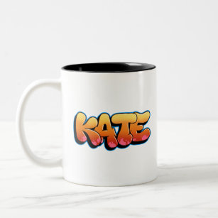 Kate Graffiti Style Merch! Custom Name Kate Two-Tone Coffee Mug