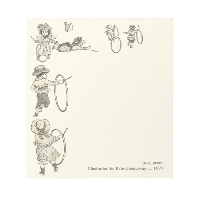 Kate Greenaway Hoop rolling children Bowl away Notepad (Front)