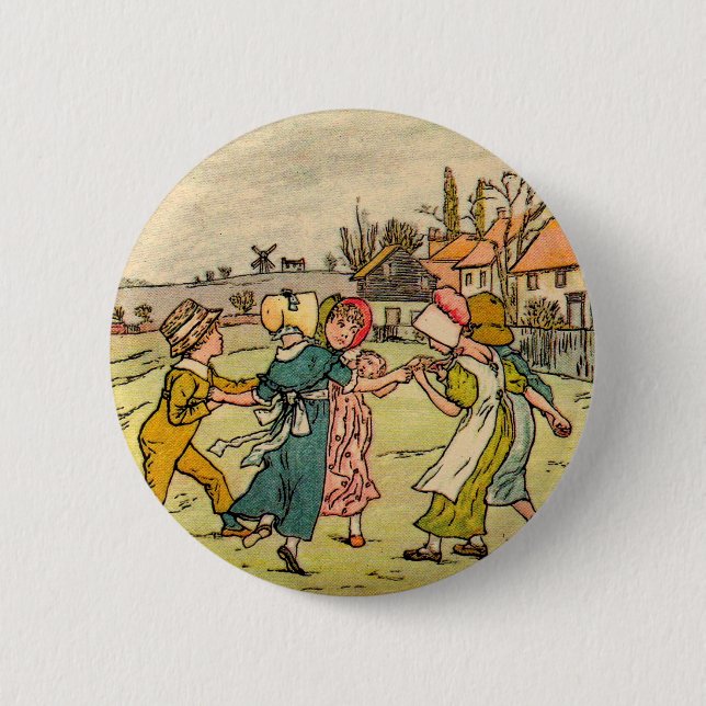 Kate Greenaway Ring Around the Rosey 2 Inch Round Button (Front)