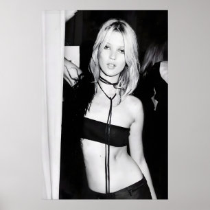 Kate Moss Black and White Photo Print, Fashion Poster