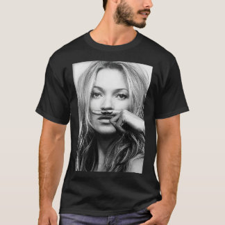 Kate Moss, Moustache, Black and White Photograph A T-Shirt