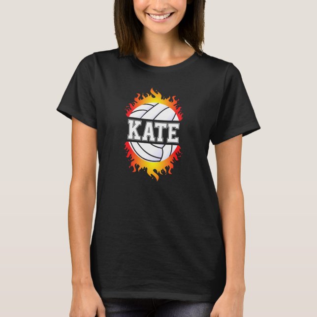 Kate Name Volleyball Player Girls Ball And Net Spo T-Shirt (Front)