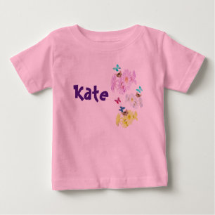 Kate, Name With Kittens Butterflies, Baby T-Shirt
