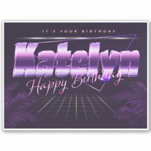 Katelyn Name Vorname lila retro Sticker Geburtstag