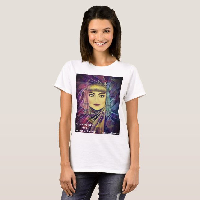 Katharine Hepburn - Inspirational Feminism Quote T-Shirt (Front Full)