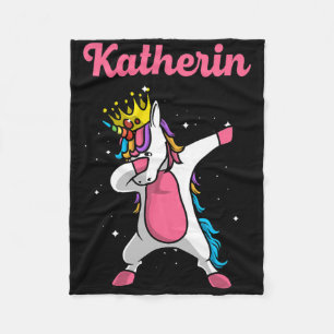 Katherin Name Personalized Birthday Dabbing Unicor Fleece Blanket