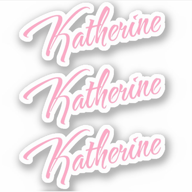 Katherine Decorative Name in Pink x3 Sticker (Front)