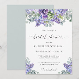 Katherine Elegant Floral Lavender Bridal Shower Invitation