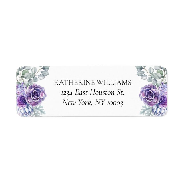 Katherine Purple Succulents Wedding Return Address (Front)
