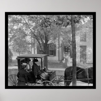 Katherine Wright in a Carriage in Dayton, OH 1898 Poster
