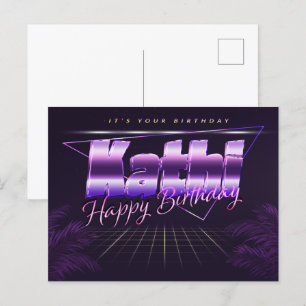 Kathi Name Vorname lila Postkarte Geburtstag Postcard