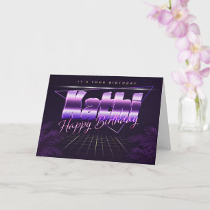 Kathi Name Vorname lila retro Karte Geburtstag Card
