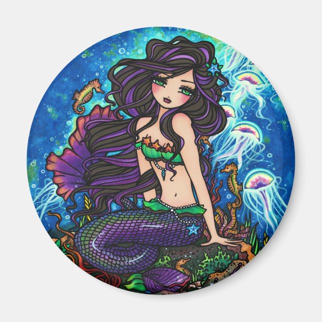 "Kathleen" Mermaid and Jellyfish Magnet (Front)
